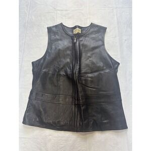 NEW Rem Garson Black Leather Vest Full Zip Form Fit Sz Medium